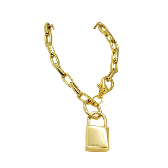 Pulseira Cartier com Pingente Cadeado Liso 