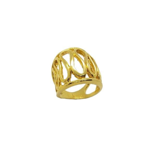 ANEL COM ARABESCOS DOURADO COM BANHO DE OURO 18K SEMI JOIA